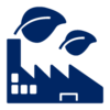 Pictogram of green industry filled in blue