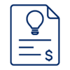 Pictogram of electricity provider bill with a lightbulb and dollar sign
